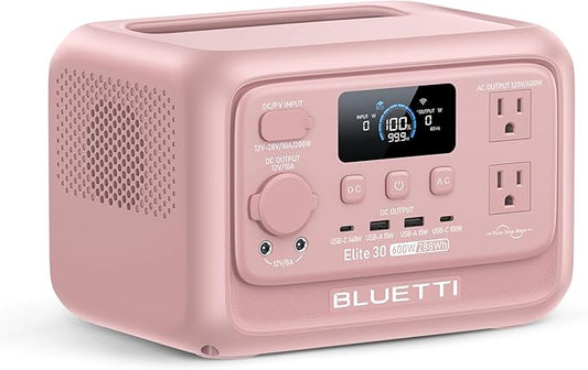 BLUETTI Elite 30 V2 Portable Power Station, 288Wh Solar Generator with 600W AC Outlet (Power Lifting 1500W), Fast Recharge LiFePO4 Battery, UPS Backup Power for Camping, Road Trip, Outage