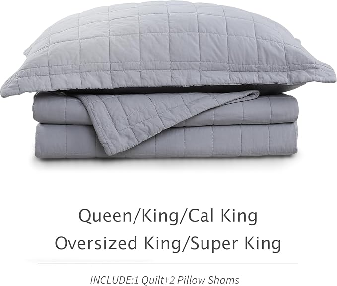 100% Cotton Quilt Sets Cal King Size - Soft Lightweight Quilt Bedding Set for Bedroom Decor-Bedspread in Geometric Pattern with 2 Pillow Shams for All Season, 110x120 inches
