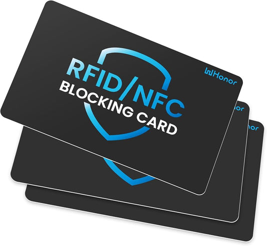WHonor RFID Blocking Card 3 Pack, Bank Debit Credit Card Protector, Anti-Theft Contactless NFC Blocker, Entire Wallet Protection (3)