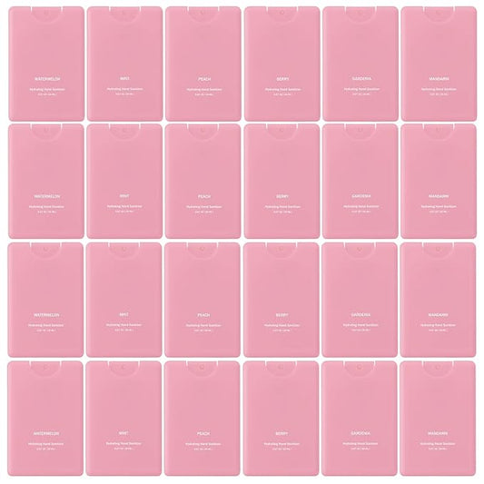 Dansib 24 Pcs Mini Hand Sanitizer Spray Bulk Travel Size Perfume Hand Sanitizer Spray Mist Pocket Hydrating Sanitizers Refillable for Women Adults Teacher Guests Coworker Christmas Party Favors