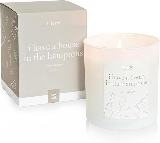 Literie NYC Inspired Scented Candle: I Have A House in The Hamptons - Rosé & Melon Scent, 9oz, 50 Hour Burn, Vegan Soy & Coconut Blend Candle for Home Decor, Gift for Women & Men