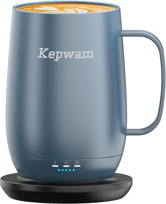 Kepwam Heated Coffee Mug T2-Plus, 20oz Leading Large Capacity Self Heating Mug, Up to 8 Hrs Battery & Hot Up to 149℉, Smart Coffee Mug for Women, Men