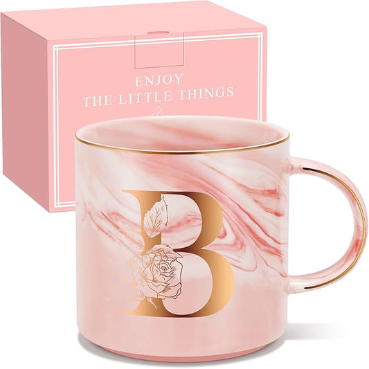 Valentines Day Gifts for Her, Anniversary Birthday Galentines Gifts for Women Mom Grandma Friend Sister Wife Teacher Coworker, Personalized Initial Customized Gift Monogrammed A-Z Coffee Mug 12 OZ(B)