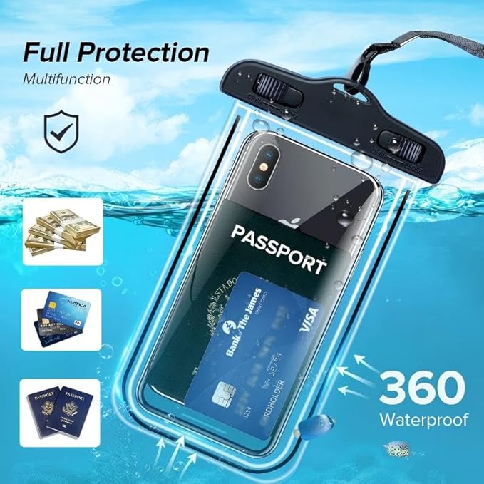 Sriyso Floating Universal Waterproof Phone case 2 Pack-Up to 7.0",Adjustable Lanyard Phone Pouch,Cellphone Dry Bags for Vacation Beach Pool Kayak Cruise Travel Essentials（White