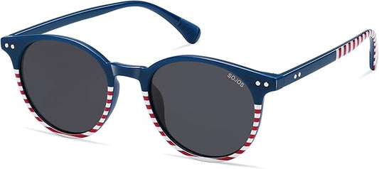 SOJOS Small Round Classic Polarized Sunglasses for Women Men Vintage Style UV400 Lens MAY SJ2113