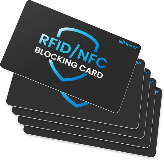 WHonor RFID Blocking Card 5 Pack, Bank Debit Credit Card Protector, Anti-Theft Contactless NFC Blocker, Entire Wallet Protection (5)
