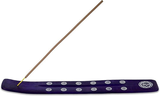 Bless-International Traditional-Handmade-Burner Wooden-Incense-Stick-Holder Ash-Catcher-Stand for-Aromatherapy-Meditation-Yoga (Heavens Blue) 10 Inches, Pack of 1