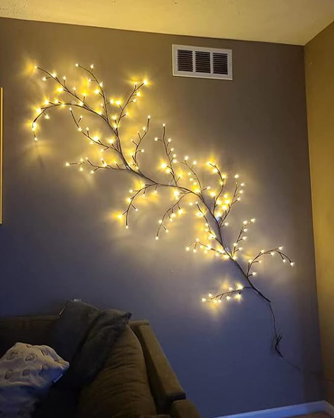 Vines for Home Decor with Remote Control On/Off Timmer Dim,7.5Ft Christmas Decorations Artificial Tree Branches with 144 LEDs Enchanted Willow Vine for Indoor Walls Bedroom Décor(1PCS)