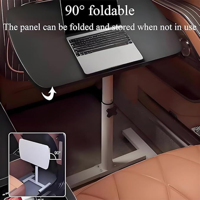 Portable Car Seat Tray Table, Multi-Functional Foldable Car Desk, RV Folding Table, Desk Computer Workstation for Motorhome, Car Computer Desk for Working, Eating (Black, 18.9" Lx9.4 W/48x24cm)