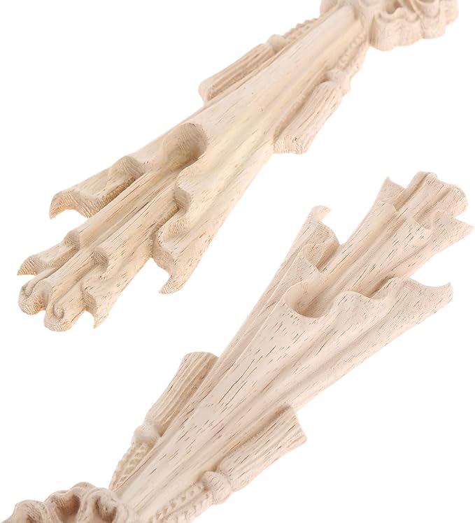 MUXSAM Wood Carved Appliques Onlays, 2-Pack Unpainted Carving Decals Mouldings Trim for Window Door Frame Rome Column Wall Mantel Dresser Fire Stove Surround Decor, 30x7cm/11.81"x2.76"