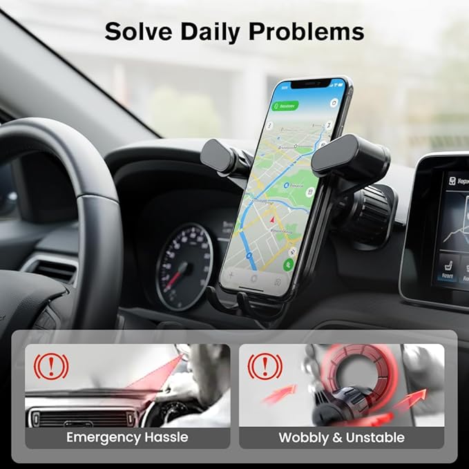 PVZXR Air Vent Car Phone Mount Holder,2026 New Wider Clamp & Metal Hook Car Phone Holder Vent [Thick Cases Friendly] Phone Holders for Your Car Mount Automobile Hands Free Cradle Air Vent (A-3PCS)