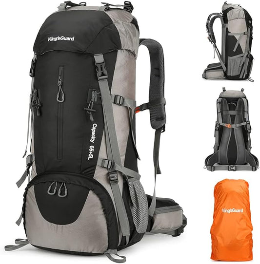 King'sGuard 70L Hiking Backpack with Rain Cover Lightweight Waterproof Travel Camping Backpack Large Backpacking Pack
