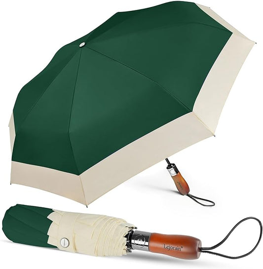 Lejorain Compact Golf Umbrella Large - 54inch Travel Big Portable Automatic Folding Umbrella Windproof for Men Heavy Duty 210T Dupont Teflon Coated Umbrella for Rain