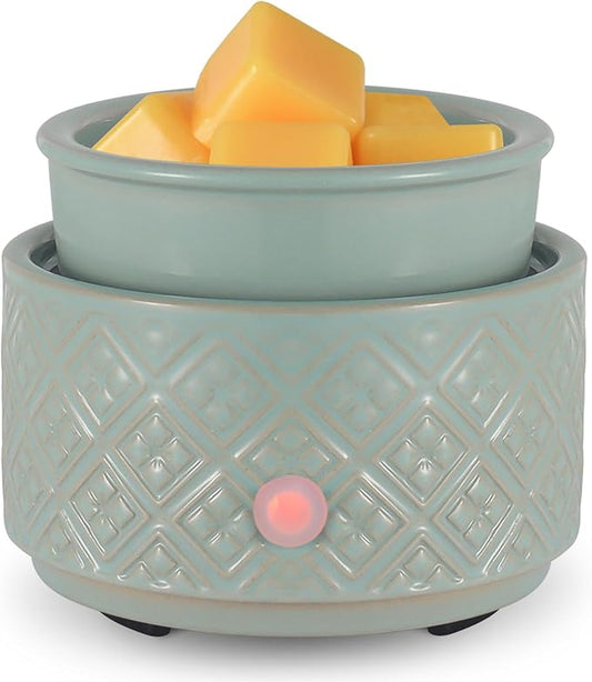 Wax Melt Warmer for Scented Wax,3-in-1Ceramic Wax Warmer Fragrances Candle Oils, Home Fragrance Burner,Electric Candle Warmer Perfect Christmas Gifts for Mom Women(Gree)