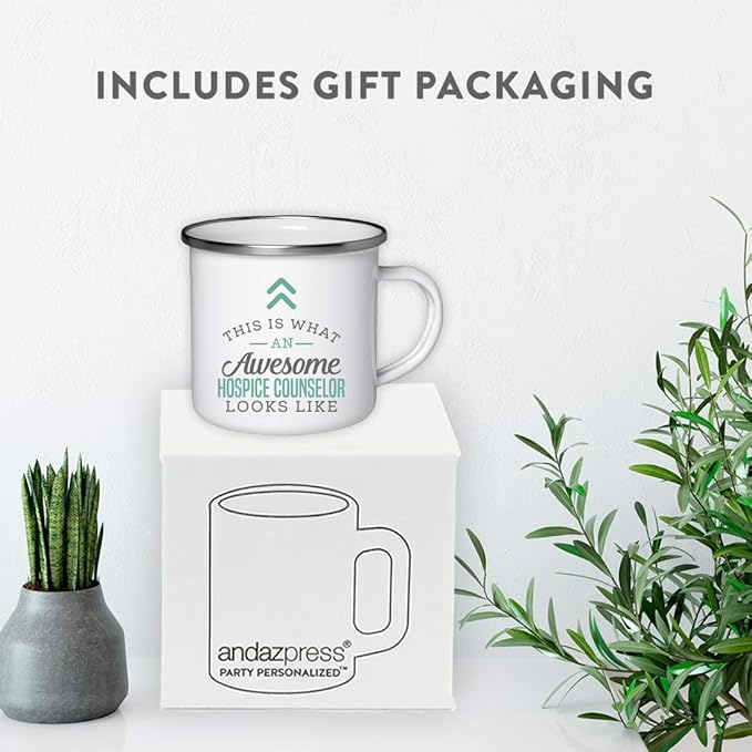 Andaz Press 11oz. Stainless Steel Campfire Coffee Mug Gift, This is What an Awesome Hospice Counselor Looks Like, 1-Pack, Birthday Gift Ideas Coworker Him Her, Includes Gift Box