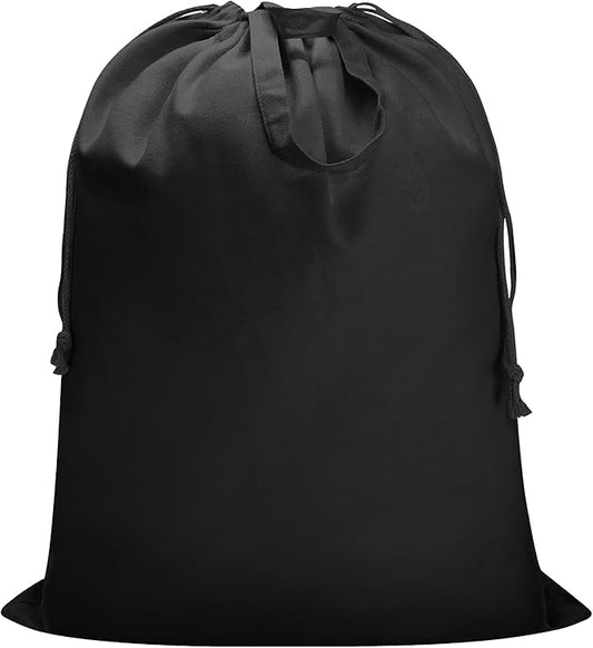 Canvas Laundry Bag 33"x 35", Thick Cotton Laundry Bag with Handles & Drawstring, Extra Large Heavy Duty Washable Basket Liner Hamper Liner Canvas Storage Sack (XL Black)