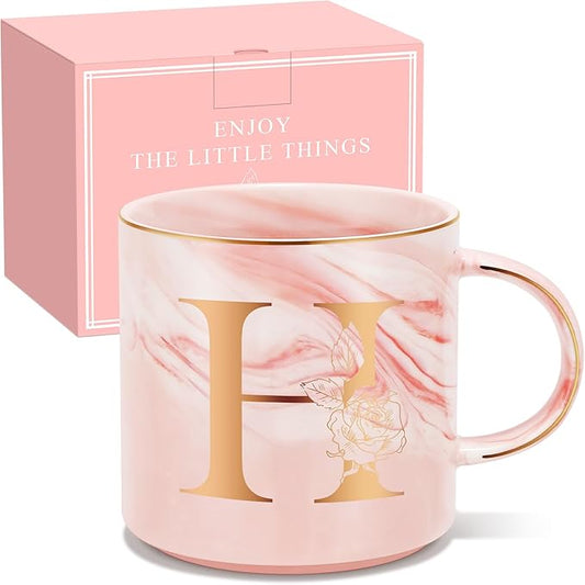 Valentines Day Gifts for Her, Anniversary Birthday Galentines Gifts for Women Mom Grandma Friend Sister Wife Teacher Coworker, Personalized Initial Customized Gift Monogrammed A-Z Coffee Mug 12 OZ(H)