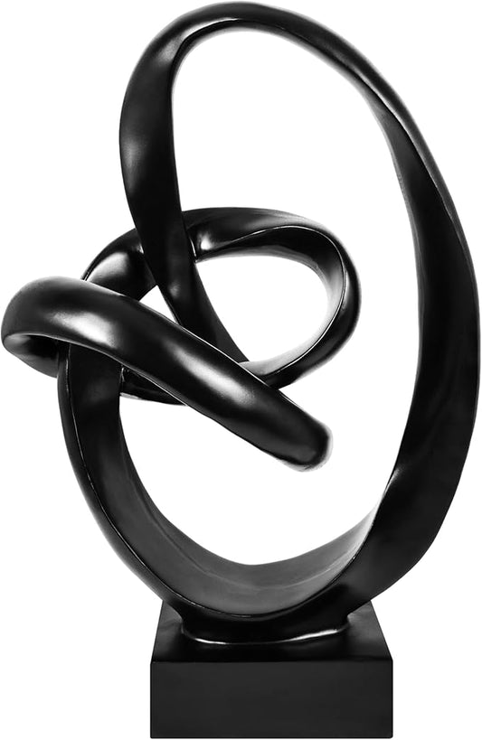 Knot Sculptures, Modern Coffee Table Statues, Abstract Center Piece for Home Office, Dining Living Room Desk Decor, Bookends, 15.5 x 10.5 inch, Black