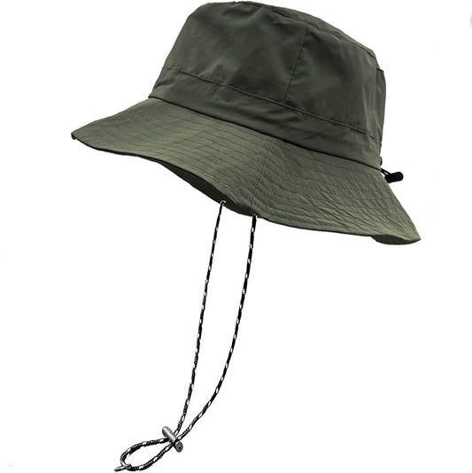 woogwin Waterproof Bucket Rain Hat with Chin Strap Quick Dry Packable Boonie Sun Hat Safari Hat UV Protection
