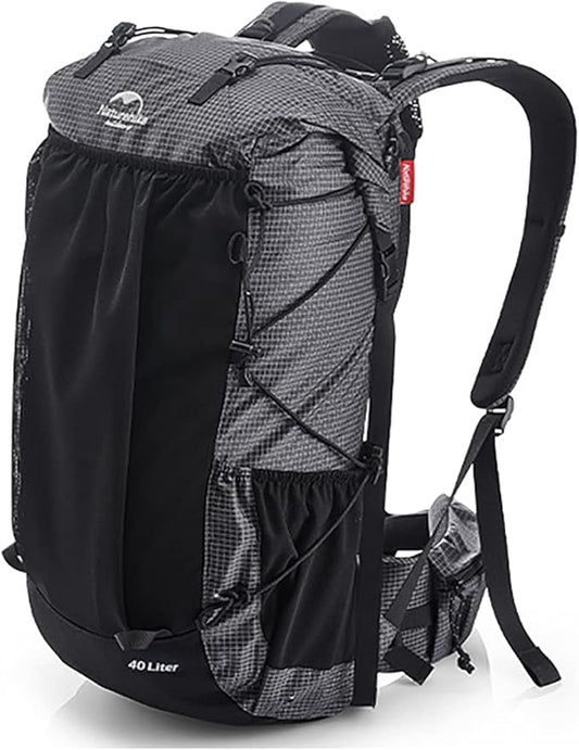 Naturehike Hiking Camping Backpack 45L/65L Lightweight Internal Frame with Rain Cover for Backpacking Outdoor Sports ((40+5) L Black, (40+5) L)