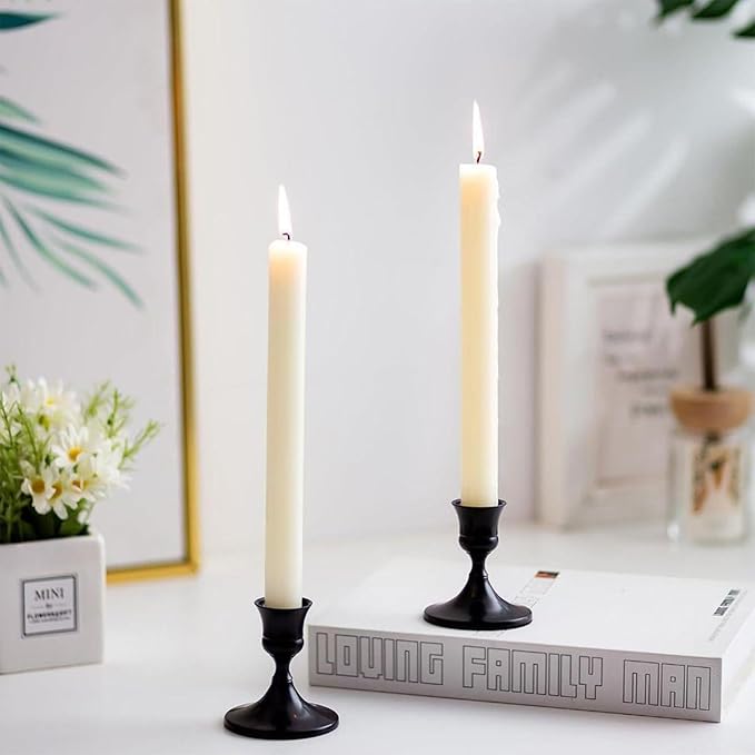 Vintage Black Taper Candle Holders Set of 6, Metal Candlestick Holders Elegant Handcrafted Décor for Weddings, Dining & Meditation,Table Centerpiece, Party, Christmas Decoration or Home Decor