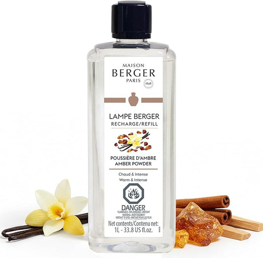 MAISON BERGER - Amber Powder - Lampe Berger Fragrance Refill for Home Fragrance Oil Diffuser - Air Freshener - 33.8 Fluid Ounces - 1 Liter