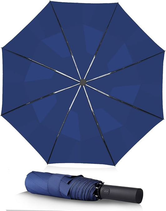 BAODINI Windproof Umbrella for Rain Folds Easily Automatic Open Close 46 inch Compact Travel Portable Umbrella for Men and Women