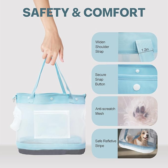 Dog Purse Carrier for Small Dogs, Cats - Dog Carrier Purse for Small Animals up to 22lbs, Collapsible Breathable Pet Carrier Sling for Outing Travel Vet-Dark Blue