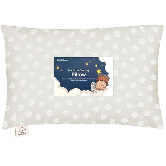 Toddler Pillow with Pillowcase - 13x18 My Little Dreamy Kids Travel Bed Pillows for Sleeping, Organic Cotton Small Pillowcase, Soft & Breathable, Machine Washable, Toddlers 2-5 years old (Meadow)