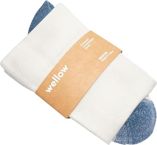 Wellow Premium Socks (Compression Socks - Regular) for Men & Women, Made with Viscose from Bamboo, Knee High, 18-25 mmHg