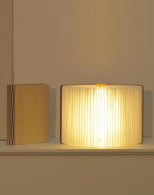 Wooden Book Lamp - Portable Folding LED Book Light for Reading, Unique Gift for Book Lovers, Magnetic Mood Lighting for Home&Library Decor (Maple)