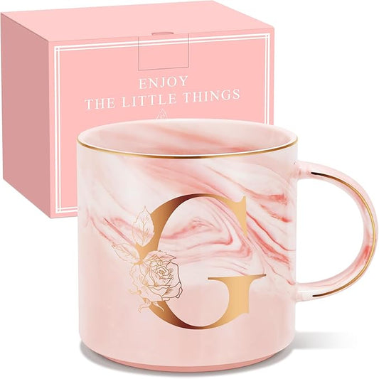 Valentines Day Gifts for Her, Anniversary Birthday Galentines Gifts for Women Mom Grandma Friend Sister Wife Teacher Coworker, Personalized Initial Customized Gift Monogrammed A-Z Coffee Mug 12 OZ(G)
