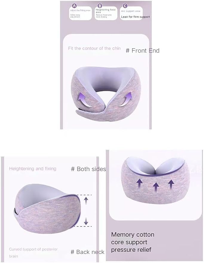Kids Memory Foam Travel Neck Pillow, 360° Support,Travel U-Shaped Airplane Pillow, Foldable，Suitable for Commuting, Flying, Working, and Living at Home (Black)