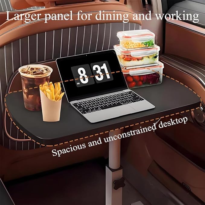 Portable Car Seat Tray Table, Multi-Functional Foldable Car Desk, RV Folding Table, Desk Computer Workstation for Motorhome, Car Computer Desk for Working, Eating (Black, 23.6" Lx15.7 W/60x40cm)