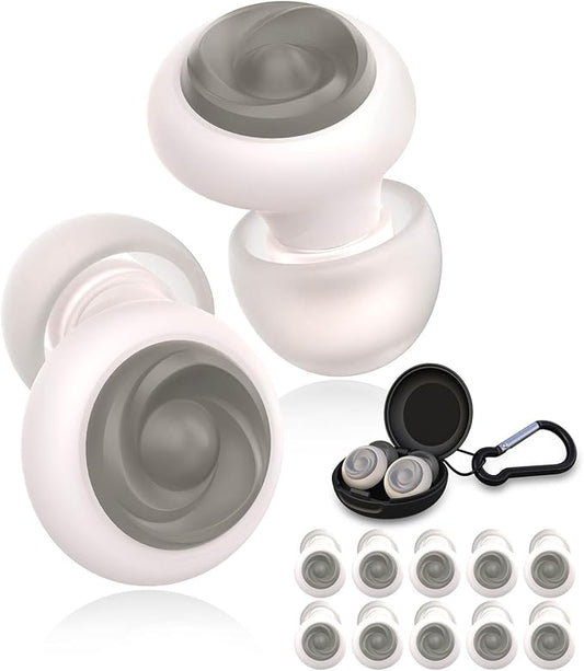 5 Pairs Ear Plugs for Sleeping Noise Reduction,Beinkap Reusable Earplugs Hearing Protection for Focus, Noise Sensitivity,Study,Work,Snoring,Motorcycle,Concert,Airplanes,24dB-33dB（White）