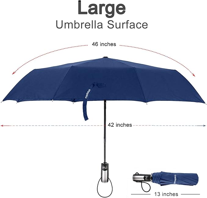 TradMall 10 Pack Bulk Umbrellas Travel Windproof Portable Compact Large Canopy Ergonomic Handle Auto Open & Close