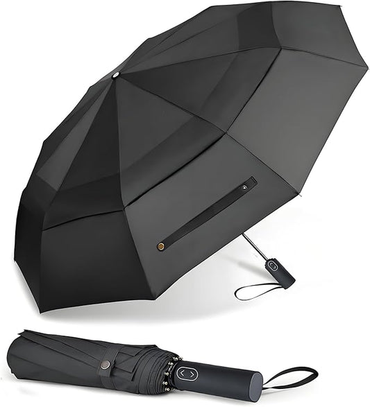 MRTLLOA 49/54/62 Inch Large Folding Golf Umbrella, Oversize Double Canopy Vented 10 Ribs Windproof Compact Travel Umbrellas for Rain