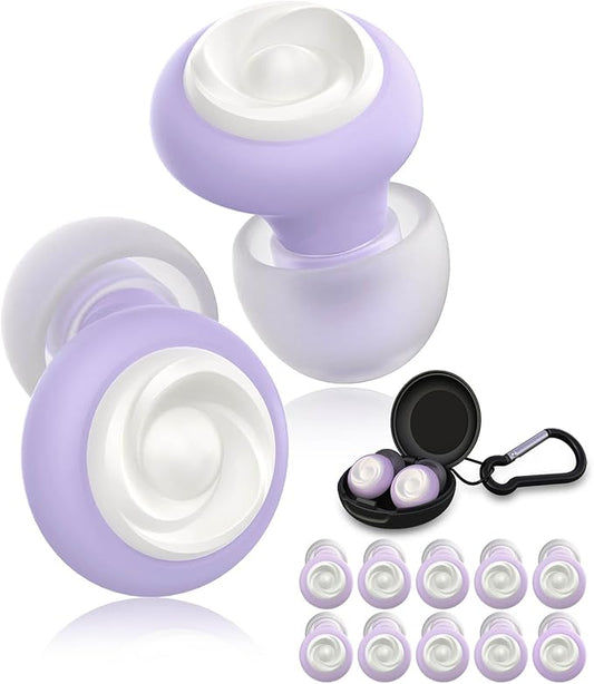 5 Pairs Ear Plugs for Sleeping Noise Reduction,Beinkap Reusable Earplugs Hearing Protection for Focus, Noise Sensitivity,Study,Work,Snoring,Motorcycle,Concert,Airplanes,24dB-33dB（Purple）