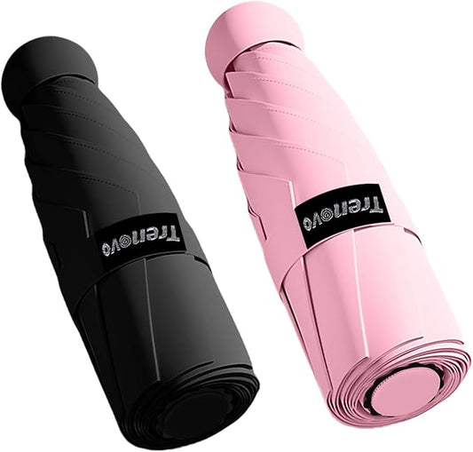 Travel Mini Compact Folding Umbrella with Case - UV Sun & Rain Protection, Lightweight Portable Pocket Umbrella for Women Men Kids, Fits Purse Backpack