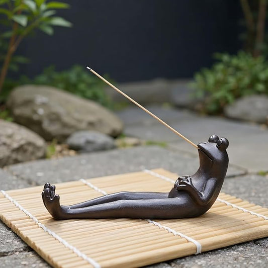 Frog Incense Burner & Holder, Ceramic Ash Catcher Tray | Decorative Aromatherapy Stick Holder for Yoga, Meditation, and Home Decor, Ideal for Living Room, Office, or Garden Spaces