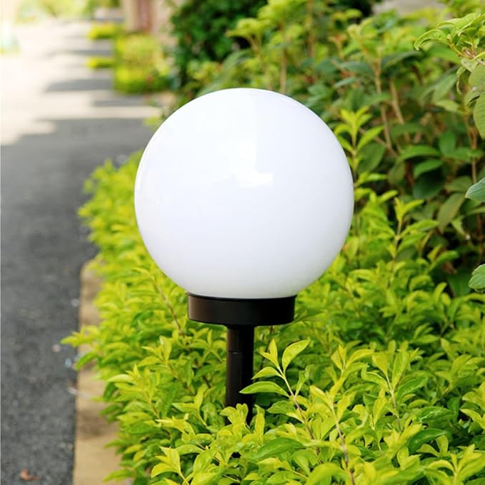 GALPADA 4pcs Solar Path Lights Outdoor White Glow Bubble Shaped Lawn LED Sphere Lights with Solar Panel for Garden Landscape Lighting