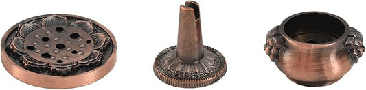 Incense Burner, 3Pcs Red Copper Cone Holder Bowl-Shape Incense Burner for Joss Stick, Tower Incense, Incense Coil (3 Styles)