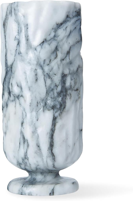 ZHOUYUESTONE Marble Vase, Hand-Carved Stone Vase for Home Decor, Artisanal Centerpiece for Farmhouse, Table, Bookshelf, Mantel, Living Room, Office, Kitchen - Classical & Rustic