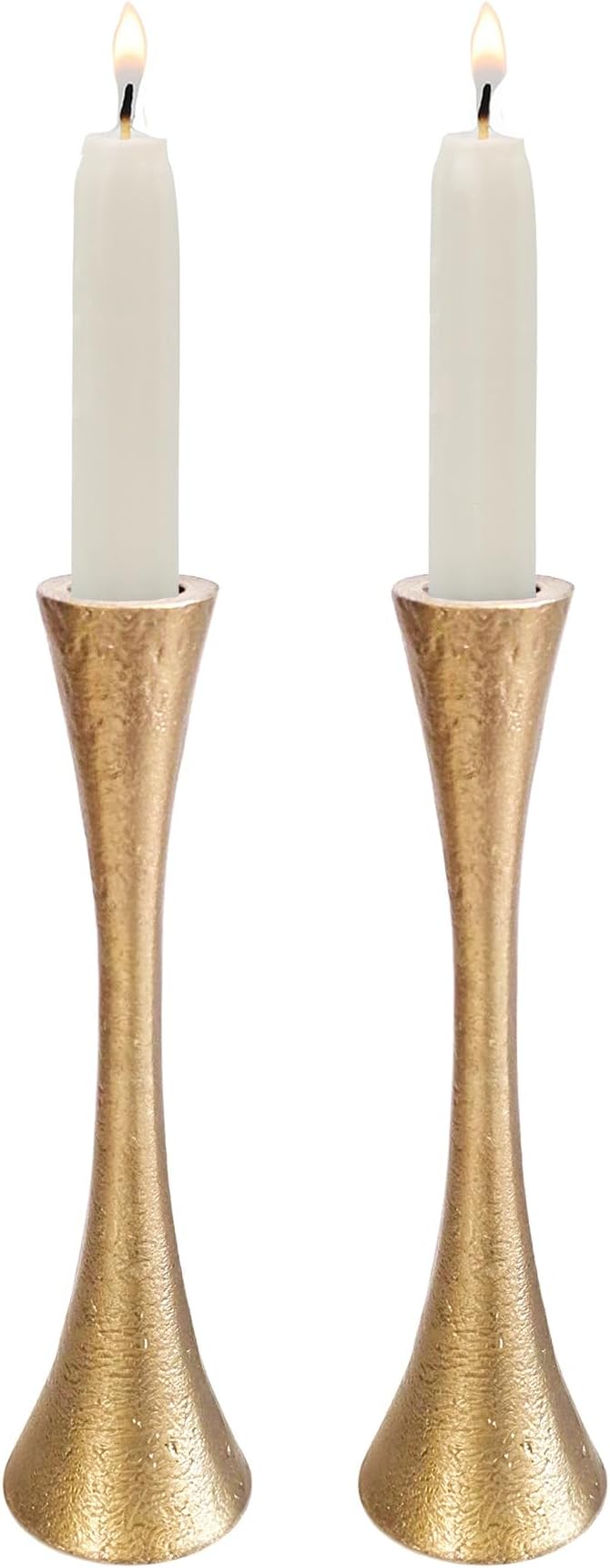 Yair Emanuel Shabbat Candle Holders Tapered Design, Brass or Silver Finish, Shabbos Candlestick Holders Judaica Wedding Gift (Antique Brass, 5.9)