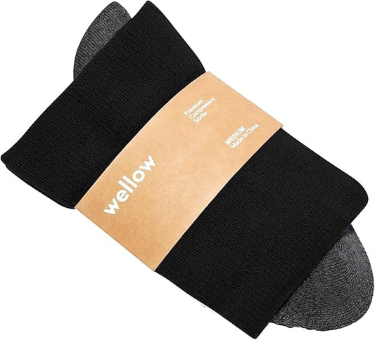 Wellow Premium Socks (Compression Socks - Regular) for Men & Women, Made with Viscose from Bamboo, Knee High, 18-25 mmHg