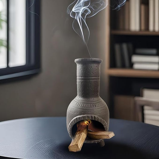 Ceramic Chimney Incense Burner Palo Santo Sticks Holder Sage Burner Holder Incense Cones for Yoga Studio Living Room Home Decor,Black