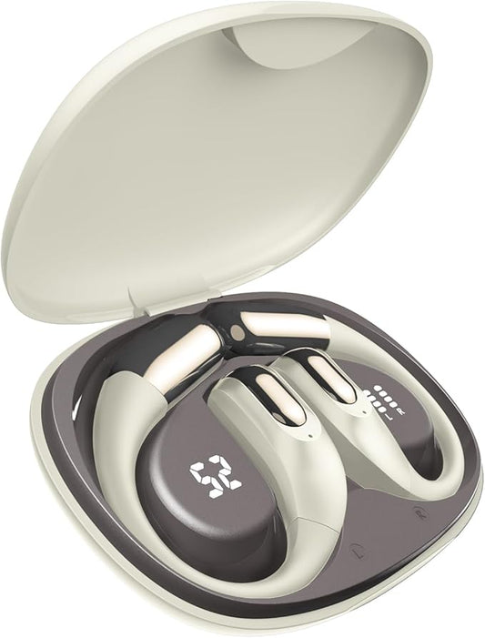 GALAAL Wireless Earbuds Bluetooth Headphones,Lightweight Earbuds with Ear Hooks,Bluetooth5.4 Wireless Earphones,25H Playtime, IPX4 Waterproof Running Headphones for Gym(Naked White)