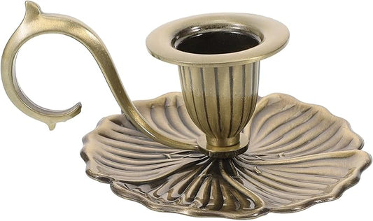 Healifty Candle Holder Candlestick Holder: Taper Candle Holders for Christmas Decor, Vintage Bronze Candlestick Holder with Handle, Candle Stand Chamberstick Handheld for Party Wedding Decor