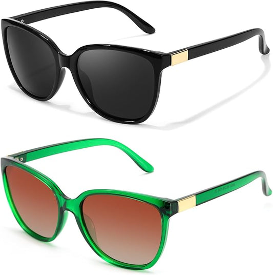 FIMILU Polarized Sunglasses for Women, Trendy Fashion Sun Glasses Square Retro Glasses UV Protection for Daily Outdoor 2pack