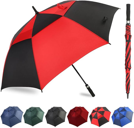 ZDSSM Automatic Open Golf Umbrella, 54/62/68/72 inch Extra Large Oversize Double Canopy Vented Stick Umbrellas, Windproof Waterproof Umbrella for Men And Women